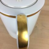 Porcelain tea set A. Vignaud Limoges and mocha spoons Christofle Alfénide
