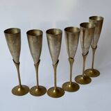 Set de 6 flûtes de champagne en laiton, 1970