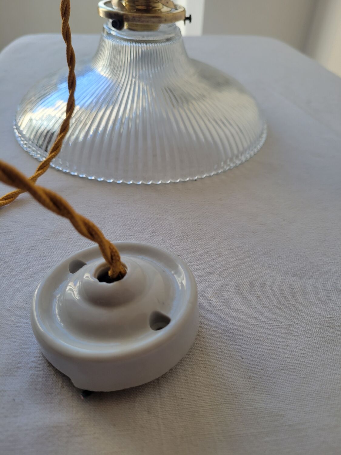 Holophane glass pendant lamp