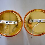 Pair of "cocoon" wall lights, resin and pine, Italy, 1970