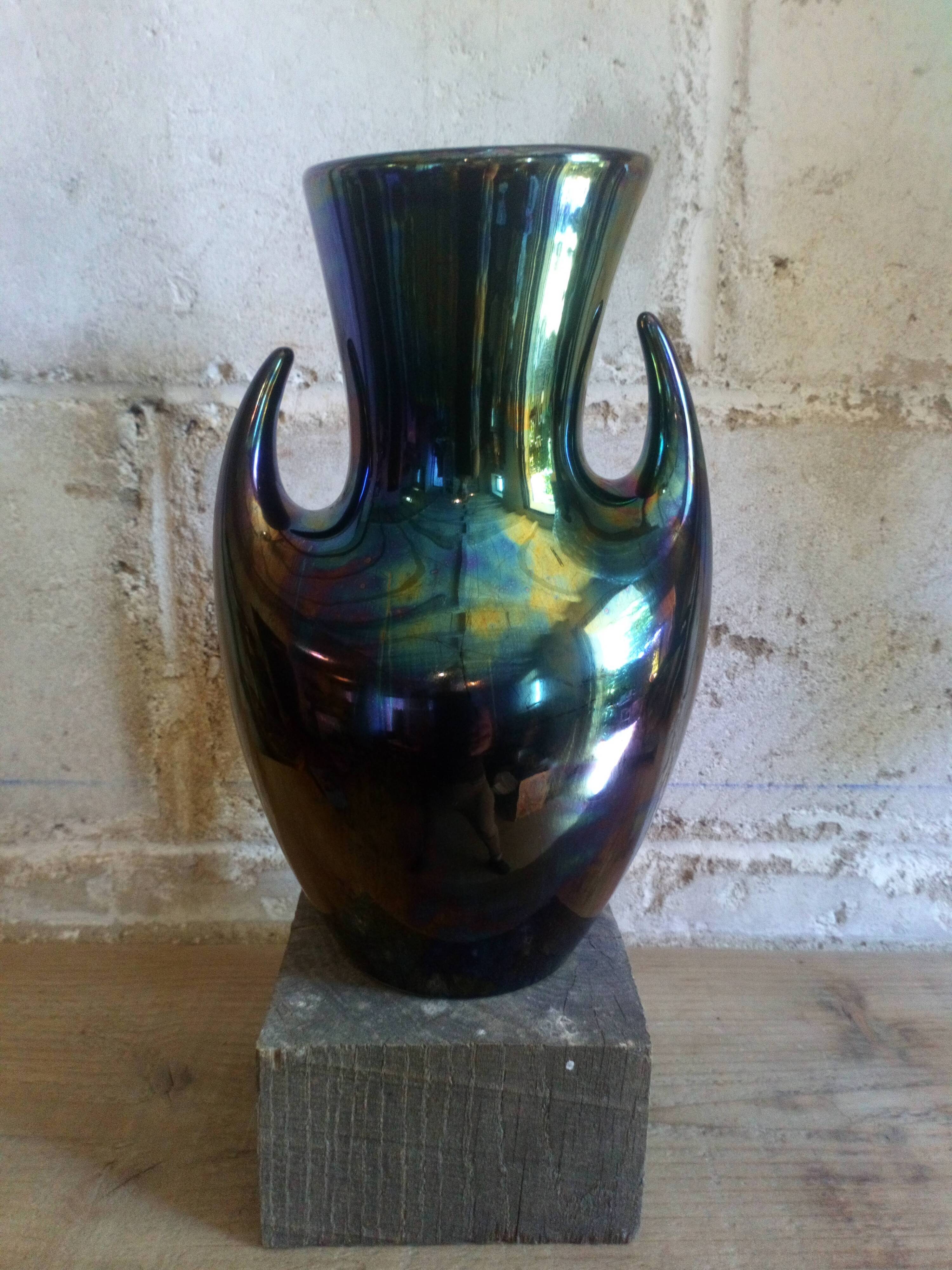Vase with vintage Verceram ceramic arms