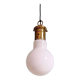 Large bulbous pendant light in white opaline and brass