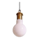 Large bulbous pendant light in white opaline and brass