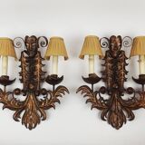Pair of wrought iron sconces "Venetian masks"
