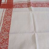 2 old red and white damask napkins