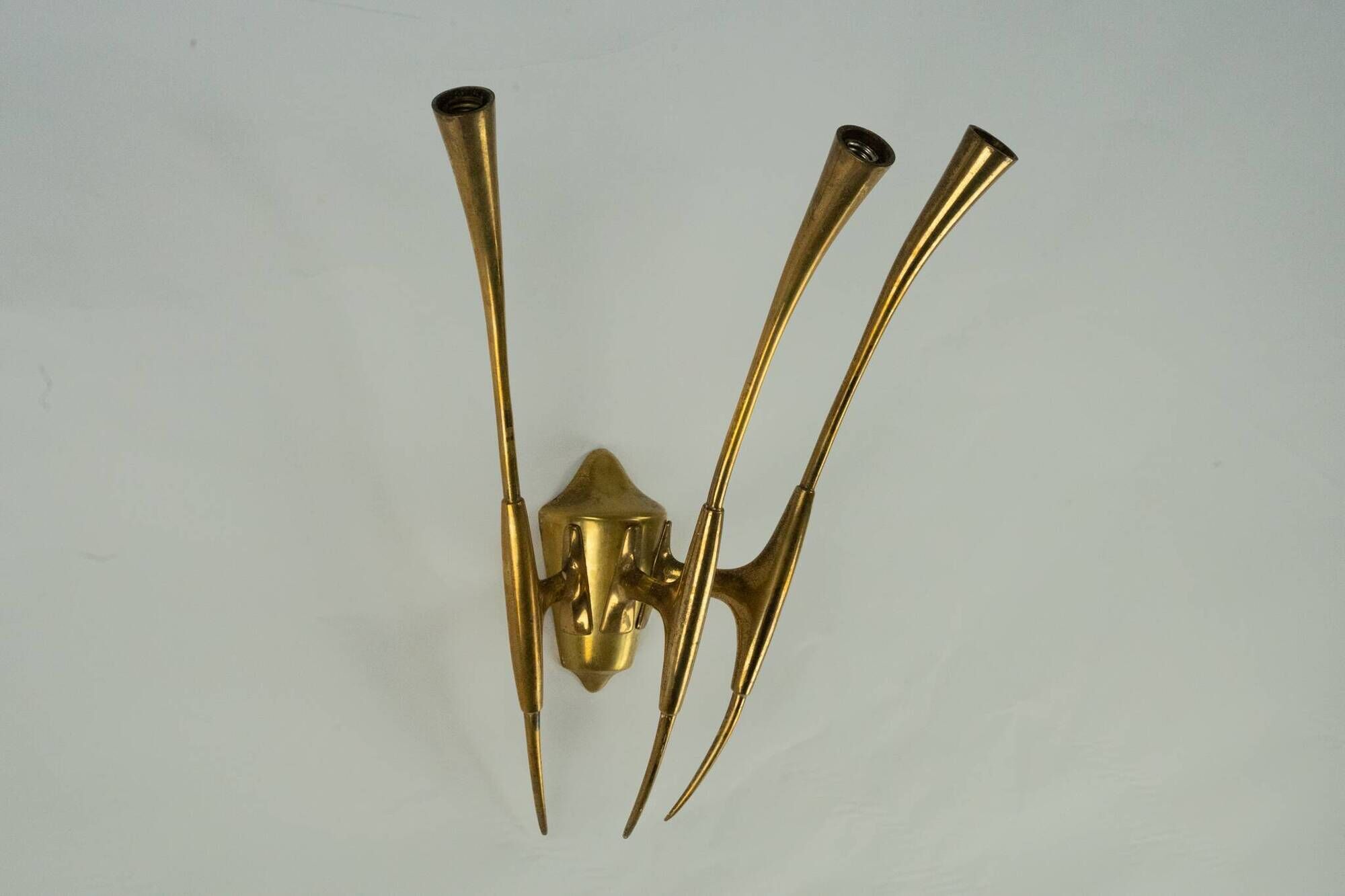Single Brass Wall Sconce by Oscar Torlasco for Lumi Milano, Italy 1950s