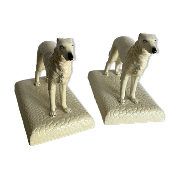 Figurine en porcelaine rare de lévrier/borzoï. Tchécoslovaquie