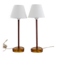 Nybro Armaturfabrik, desk lamps, brass, amber glass, Sweden, 1960s