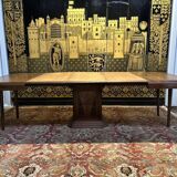 Art deco walnut dining table with central leg