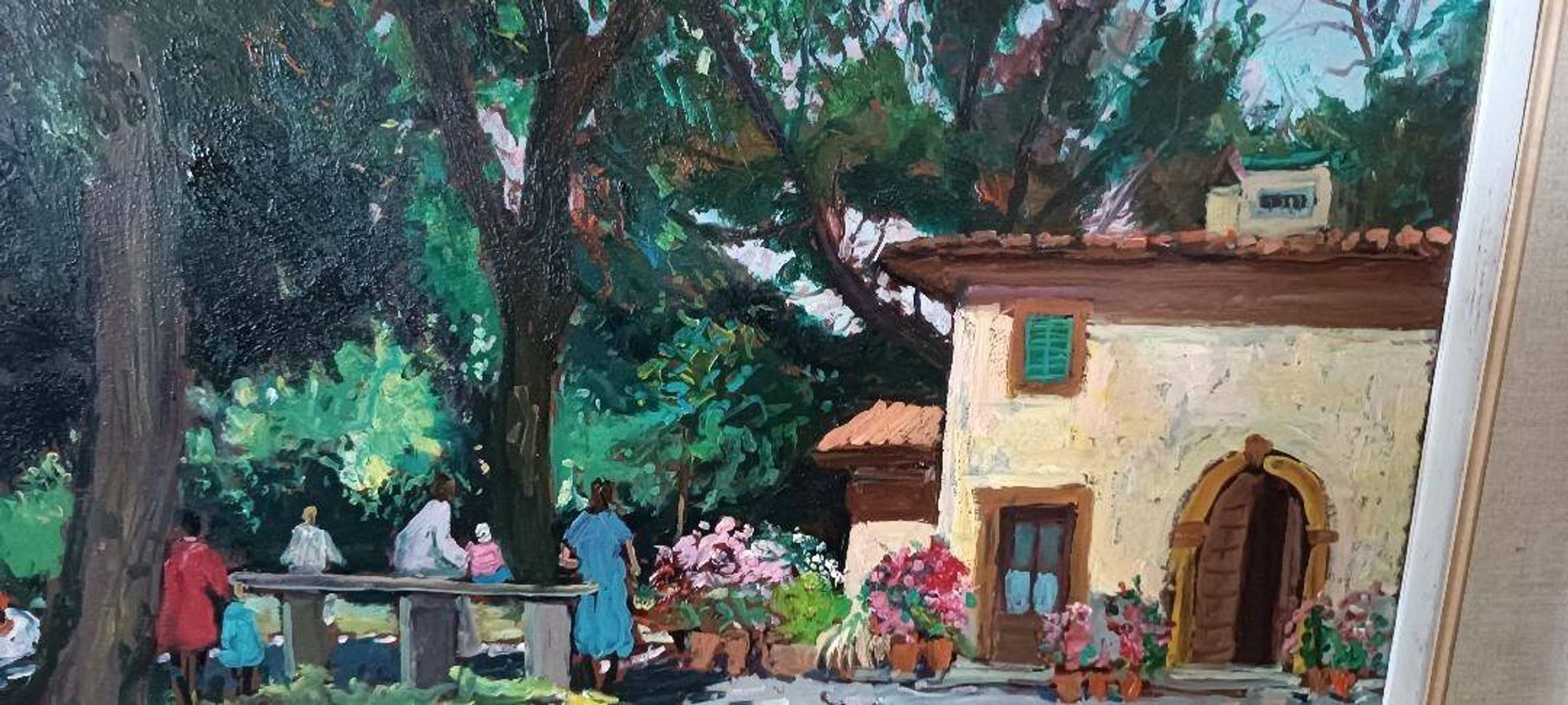 Landscape oil on panel Giuseppe Cavallini (Livorno 1916-2000) Villa Fabbricotti