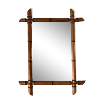 miroir de barbier style bambou bois de hêtre début XXème