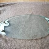 Serving plate for salmon fish dish silver plate and thick glass tray