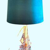 Lampe Cristallerie Lorraine Lemberg-Les-Bitche avec un abat-jour en velours