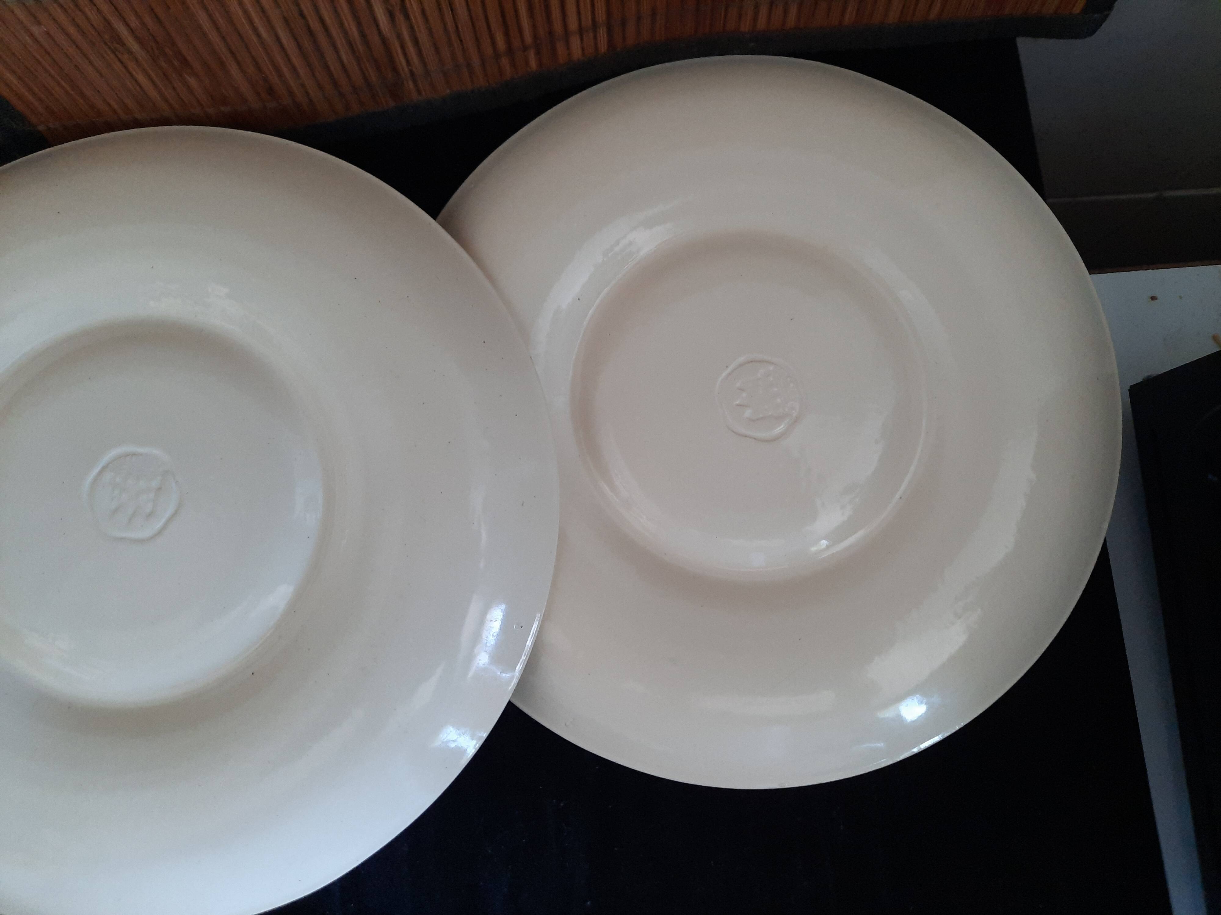 Set of 6 Vintage Mimosa Egg Plates – Speckled Cream Ceramic