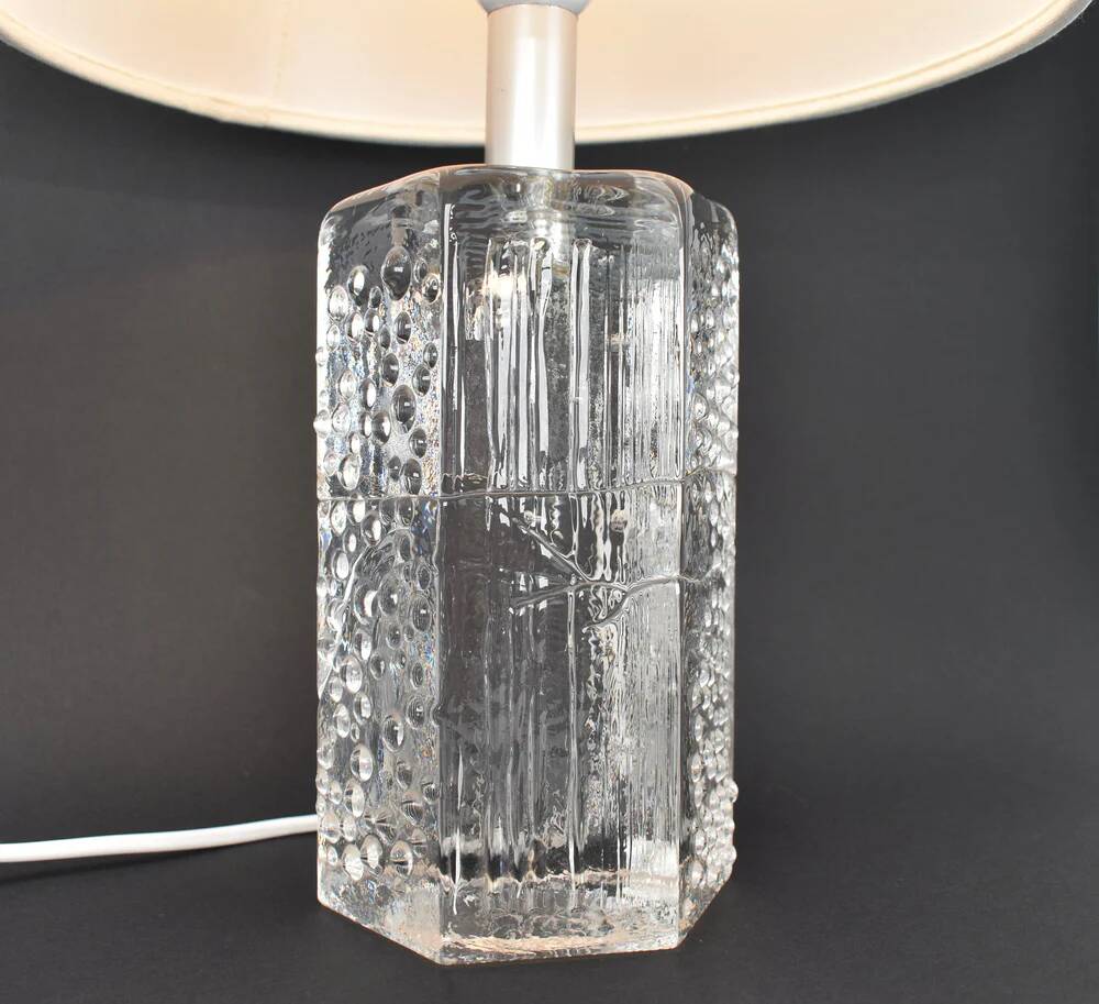 Lampe de table structurée en cristal massif du milieu du siècle par Willem Heesen pour Royal Leerdam