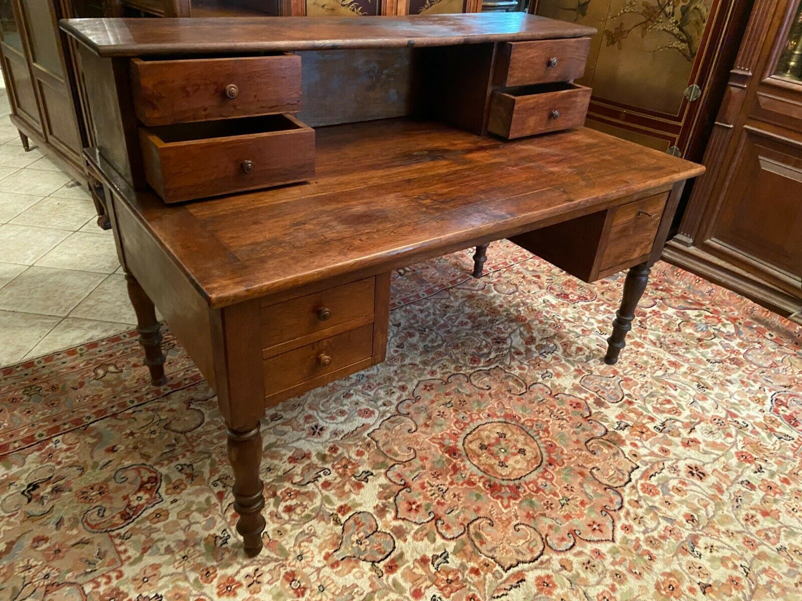 Important stepped office in solid blond oak nineteenth Napoleon III