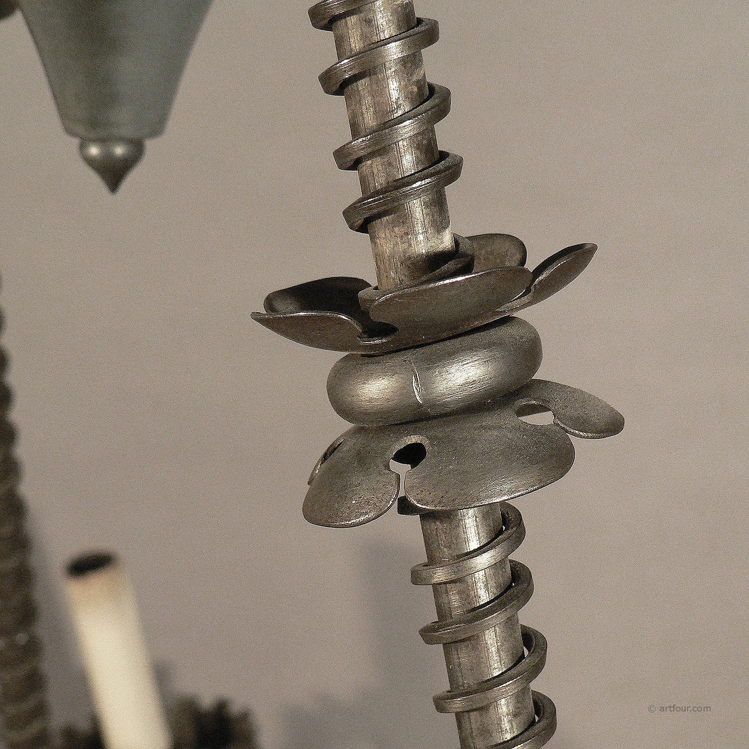 Antique medieval wrought iron chandelier from a German castle.