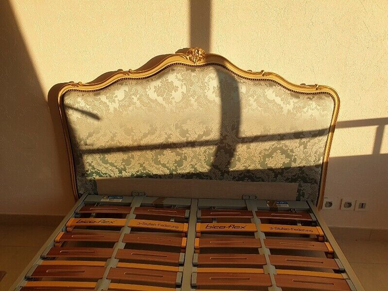 Louis xv basket bed with gilding and box spring