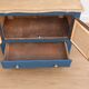 Small renovated vintage buffet in blue from Vosges, Libéron and caning – 2 doors, 2 drawers