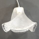 Suspension vintage en verre givré style fleur – Lampe plafonnier des années