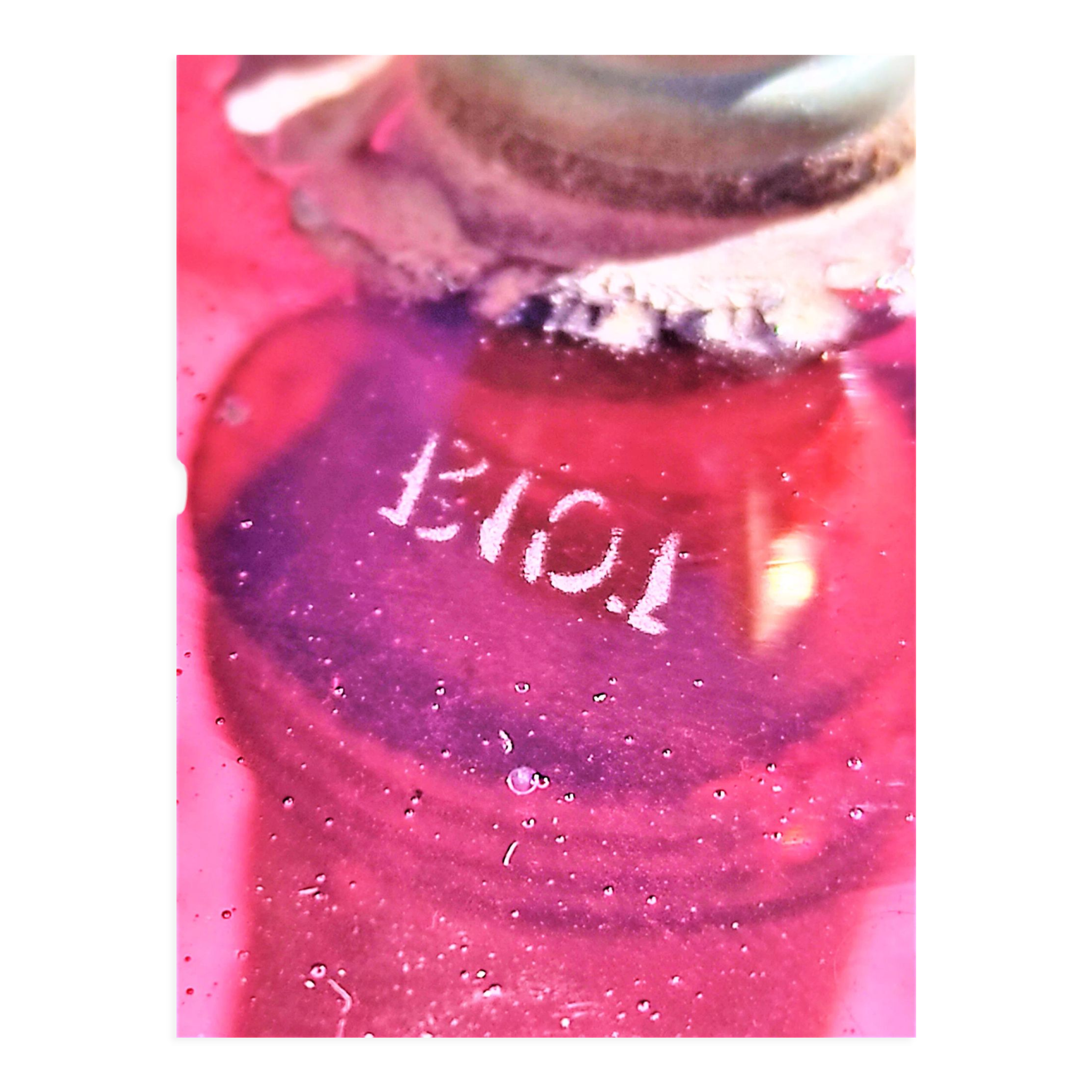 Bubble glass pendant light with engraved inscription of the town of Biot circa 1950