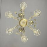 Venetian rezzonico chandelier in golden murano glass, 6 arms of light circa 1930