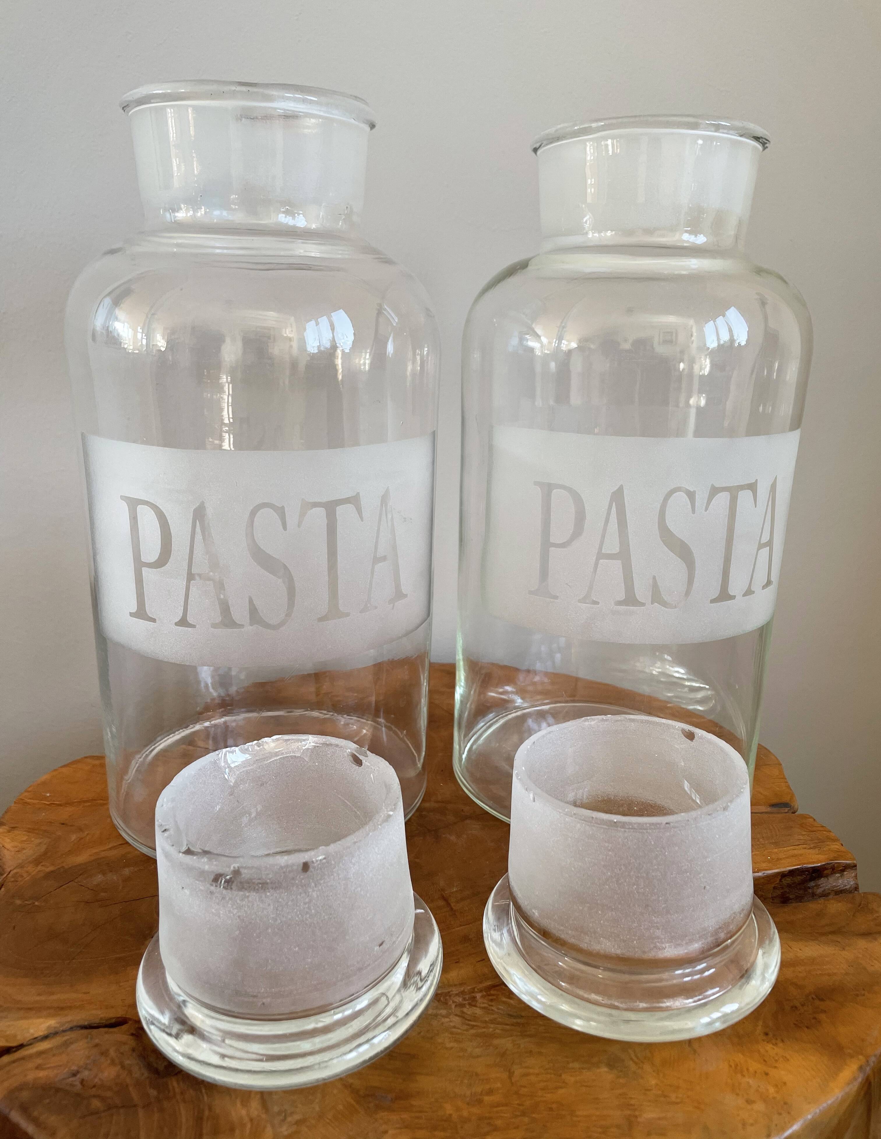 Set of 2 Large Glass Pasta Jars with Stopper Lids, 4 Litre Pasta Containers