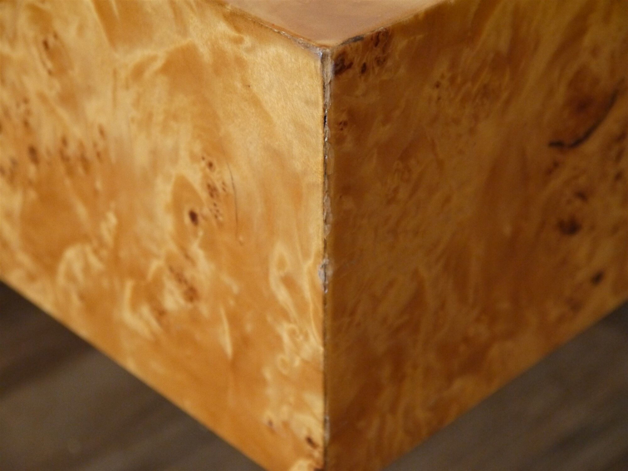 Wooden coffee table and elm magnifying glass 1970