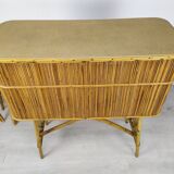 Vintage rattan bar and stools