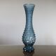 Vase empoli italy verre pointe de diamant bleu années 60 70