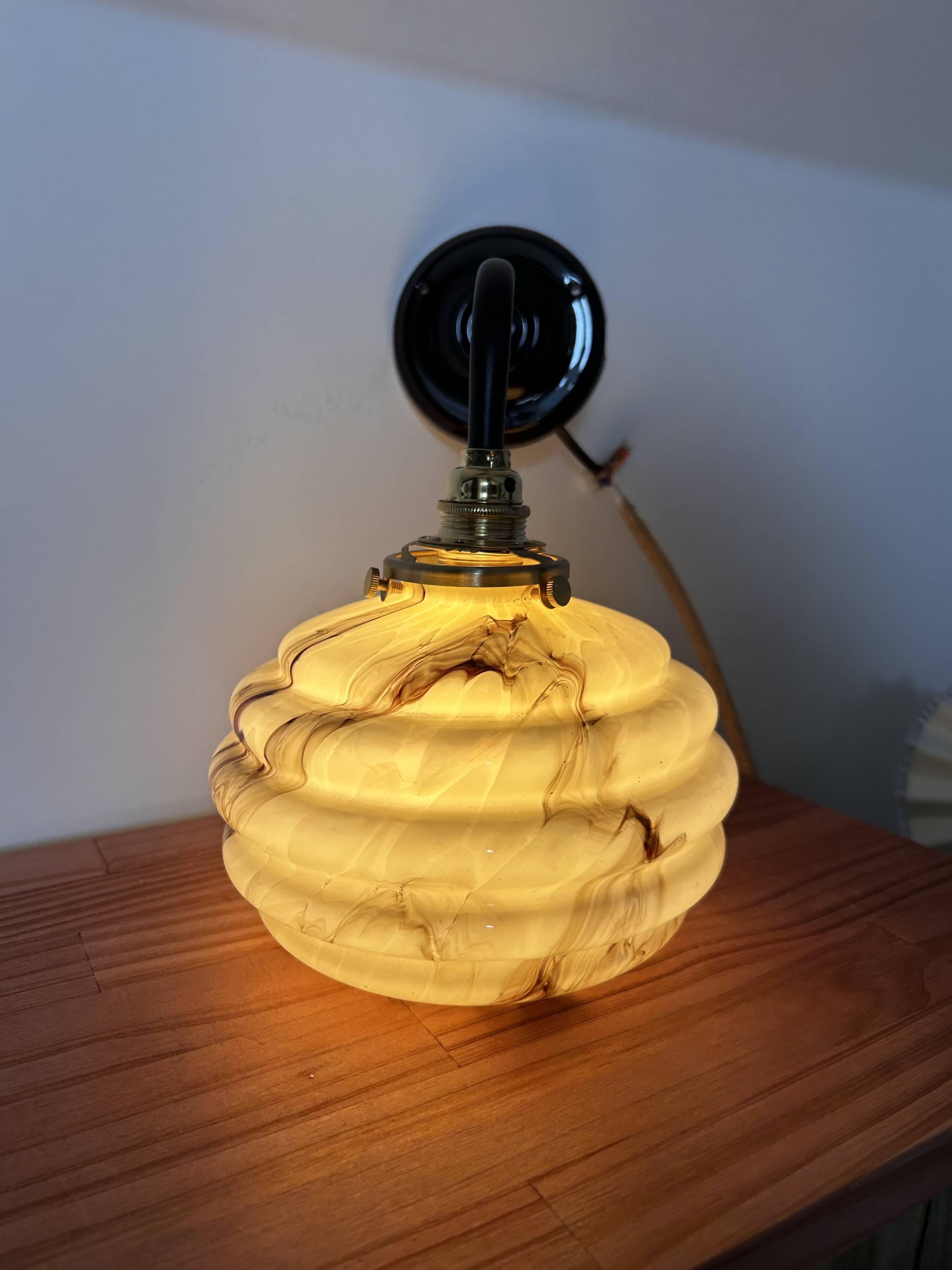 Pair of marbled opaline wall lights