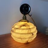 Pair of marbled opaline wall lights