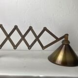 Midcentury wood and brass scissor wall lamp, Dutch 1960s