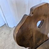 Vintage Tyrolean Heart Cutout Wooden Dining Chair / Bobbin-turned Legs