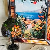 Tiffany style lamp vintage colourful flowers