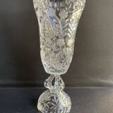 Polished and frosted molded crystal vase – Mid-20th century