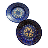 Two HB Quimper faience plates with pearl/embroidery decoration.