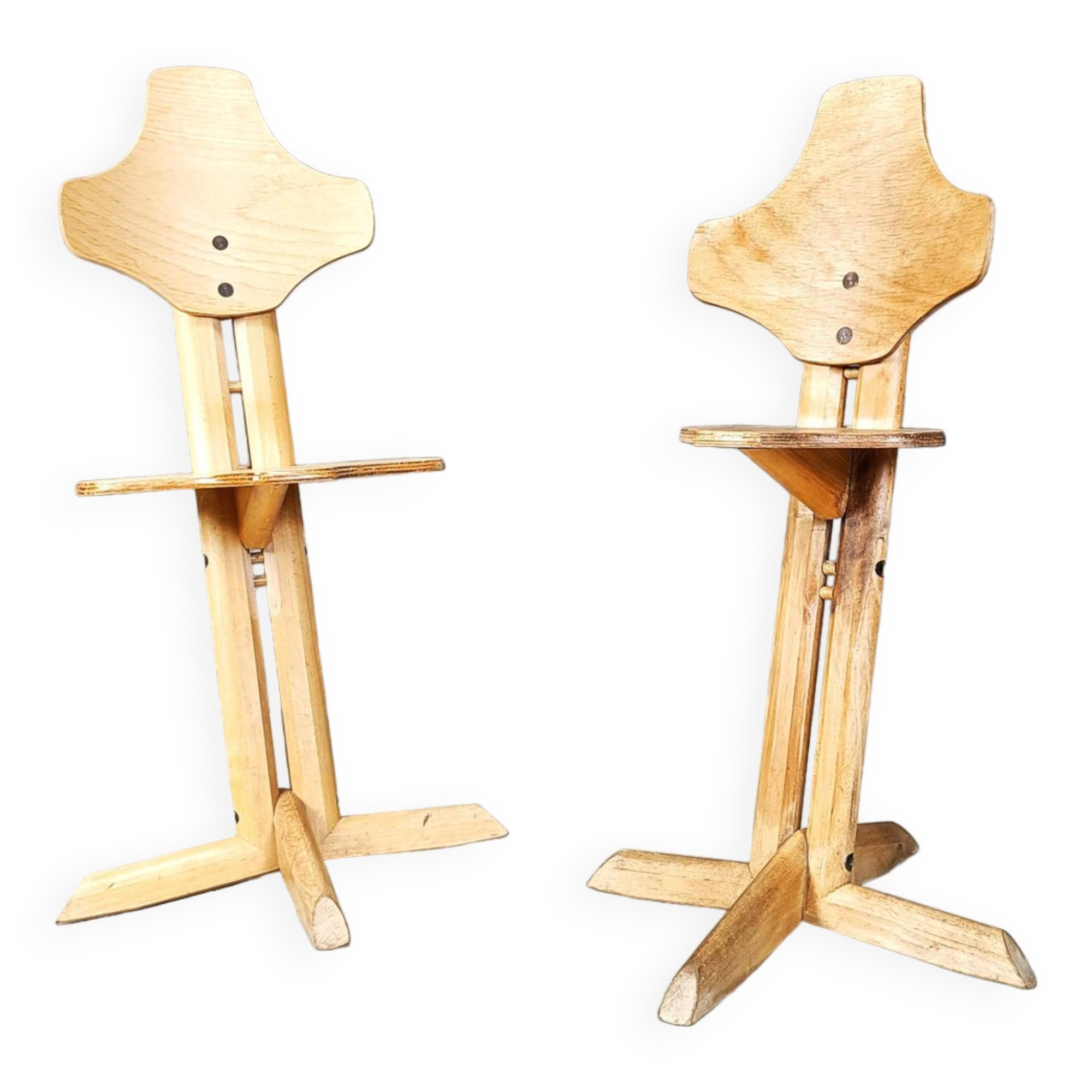 Pair of plywood ergonomical chairs by Rybo, 1970s