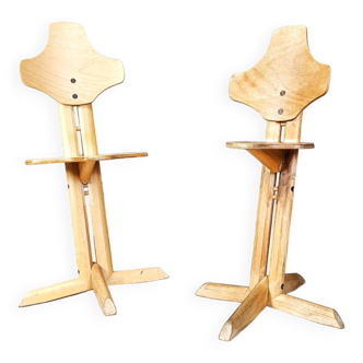 Pair of plywood ergonomical chairs by Rybo, 1970s