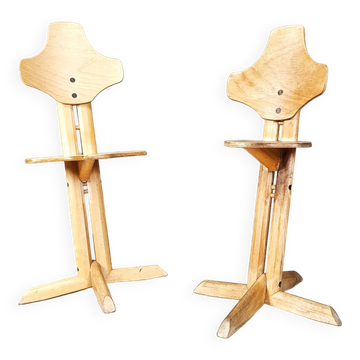 Paire de chaises ergonomiques en contreplaqué par Rybo, 1970