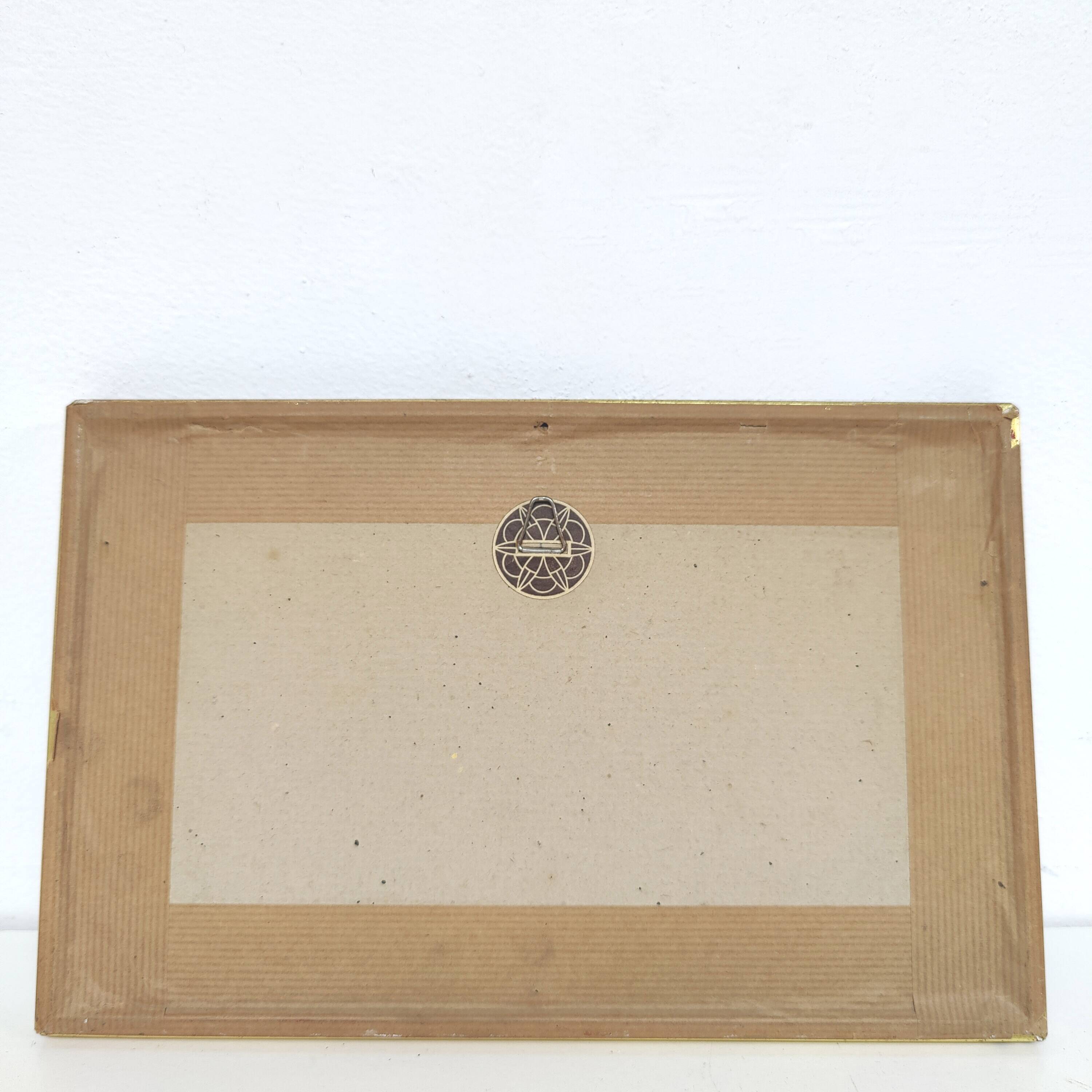 Zoological board engraving Buffon seal & walrus gilded wood frame
