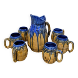 Enameled stoneware service signed Gilbert Méténier