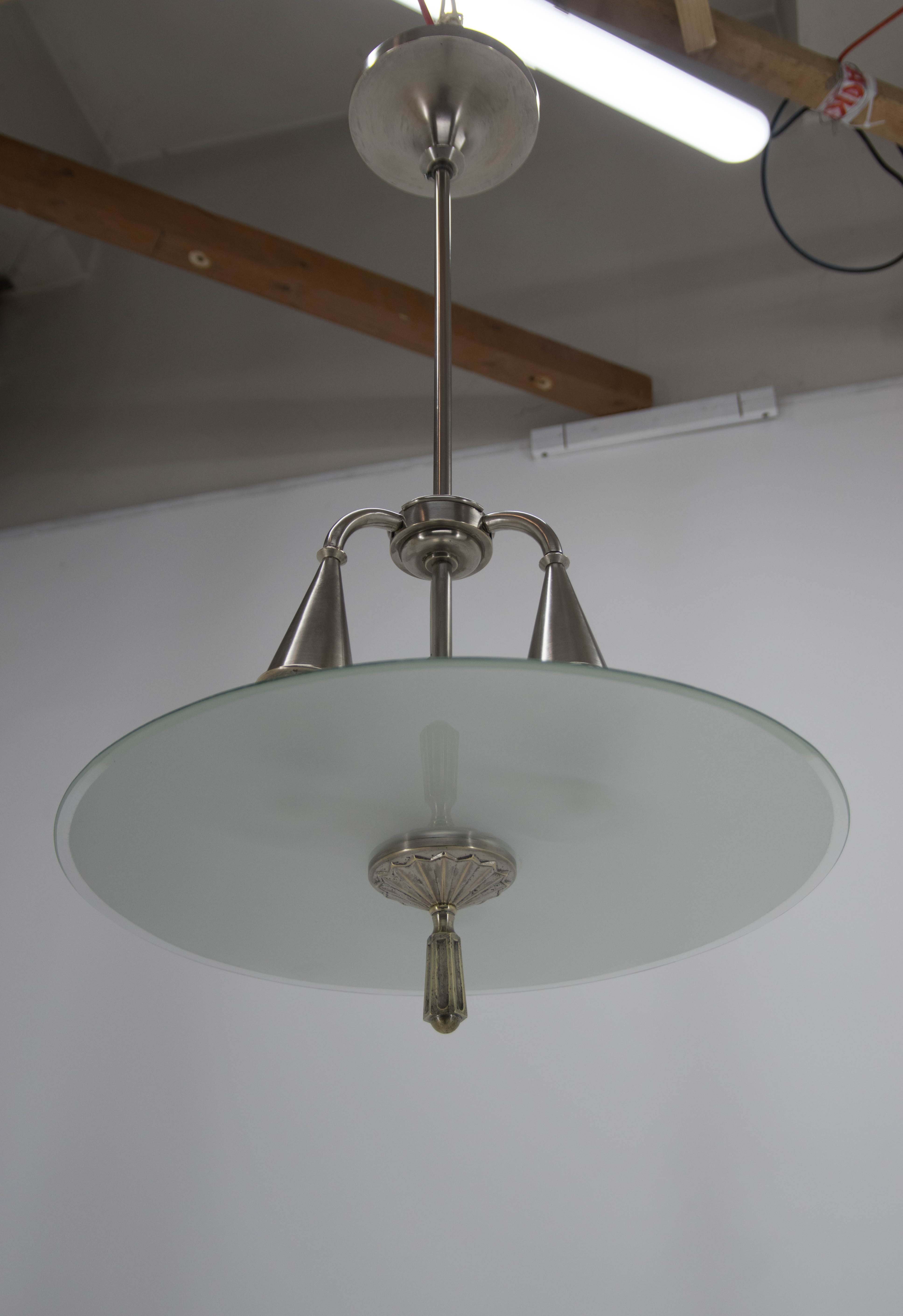 Art Deco Nickel-plated Chandelier, 1920s