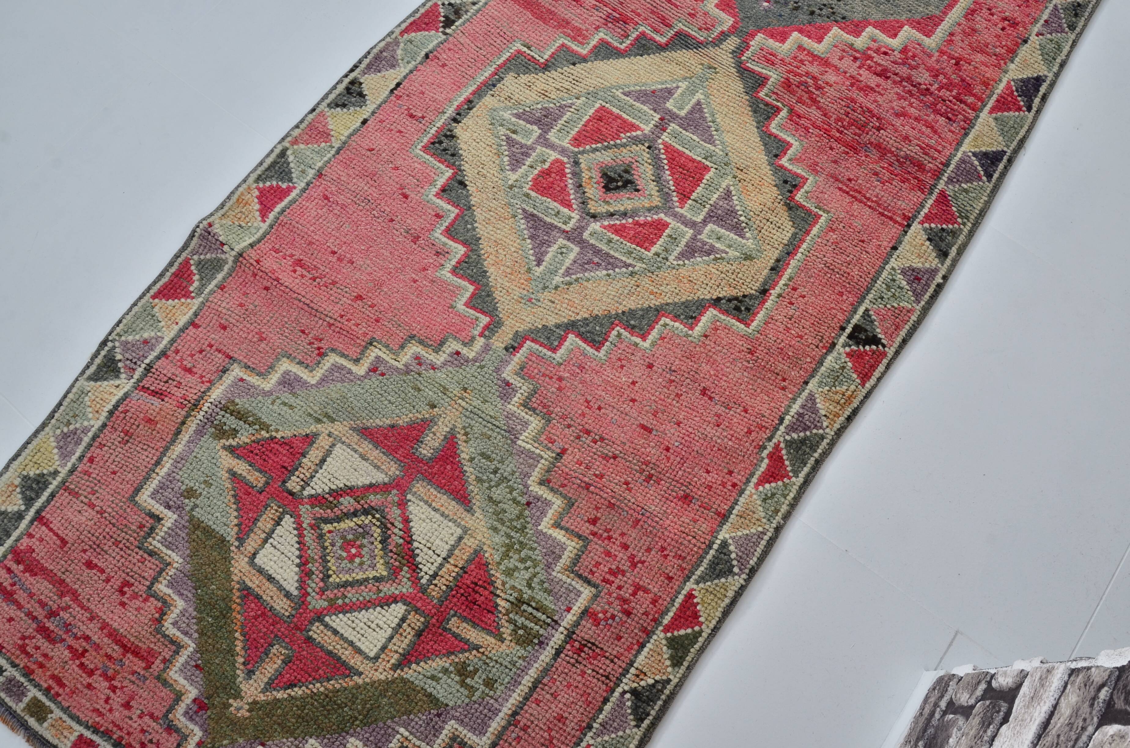 Vintage Handknotted Wool Runner Rug sku 2061