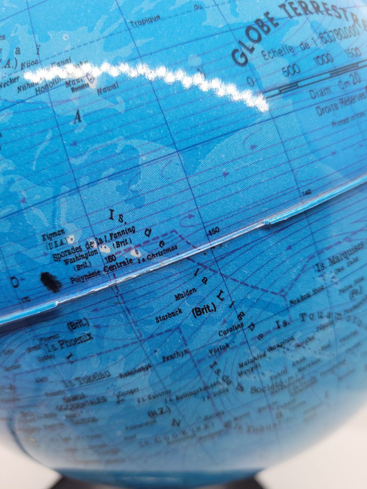 Luminous rotating globe 20cm made in Italy 70s