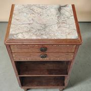 Art Deco Side Table in Walnut and Marble - 1930