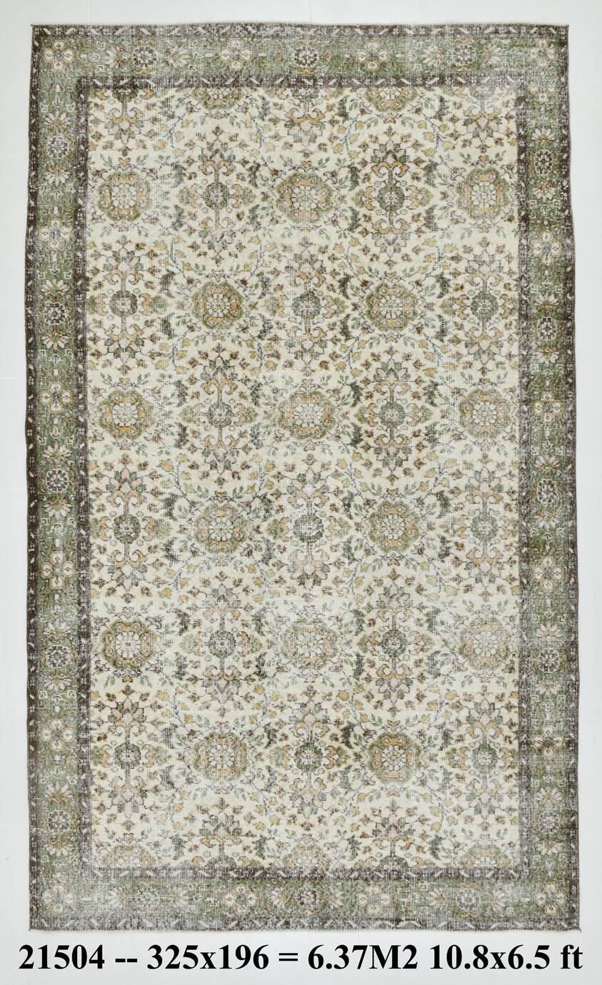Turkish Floral Pattern Vintage Rug, 196x325Cm