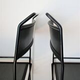 Pair of perforated metal steel chairs from the 80s