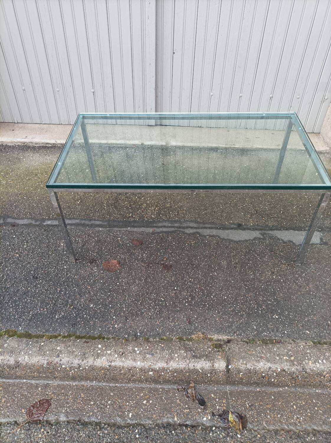 Table basse vintage dalle de verre