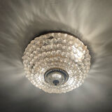 Vintage ceiling light with pendants and brass.